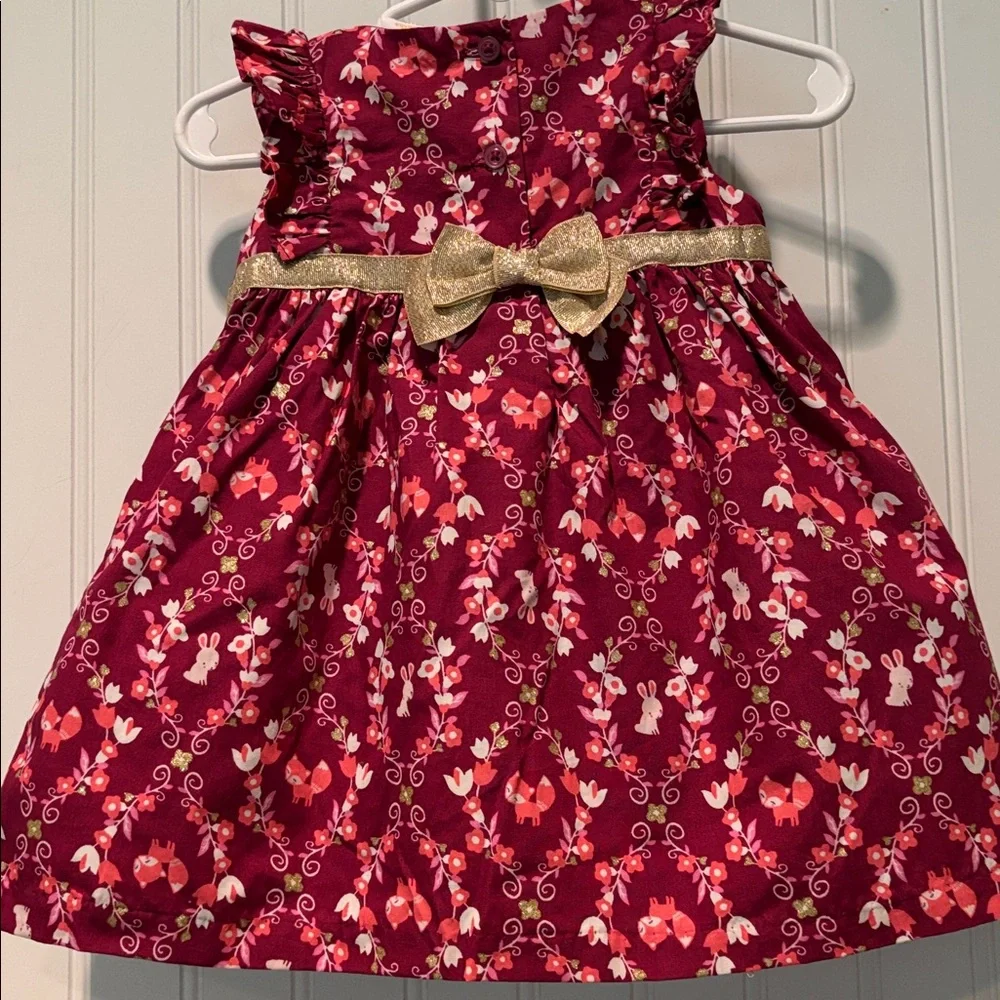 NWT Gymboree Burgundy Baby Dress with Gold Trim